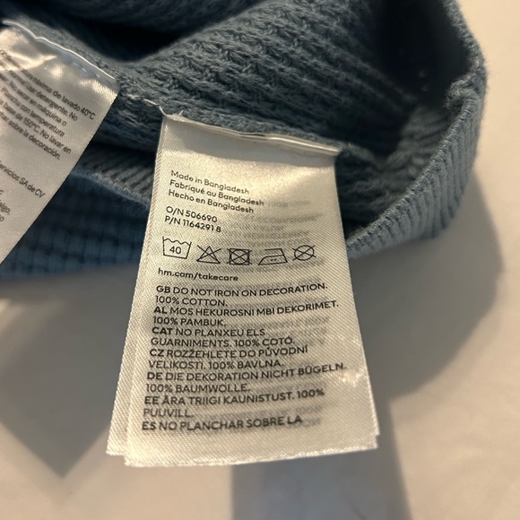 NWT H&M Waffle Knit Sweater in Cotton Blue Melange Size 7 - Picture 5 of 7